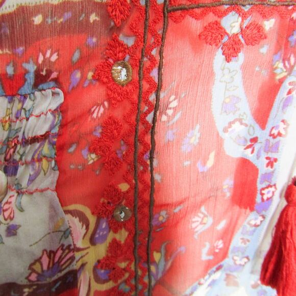 Raga Mini Dress Womens Small Embroidered Boho Flowy Peasant Tunic New NWT - Picture 4 of 14